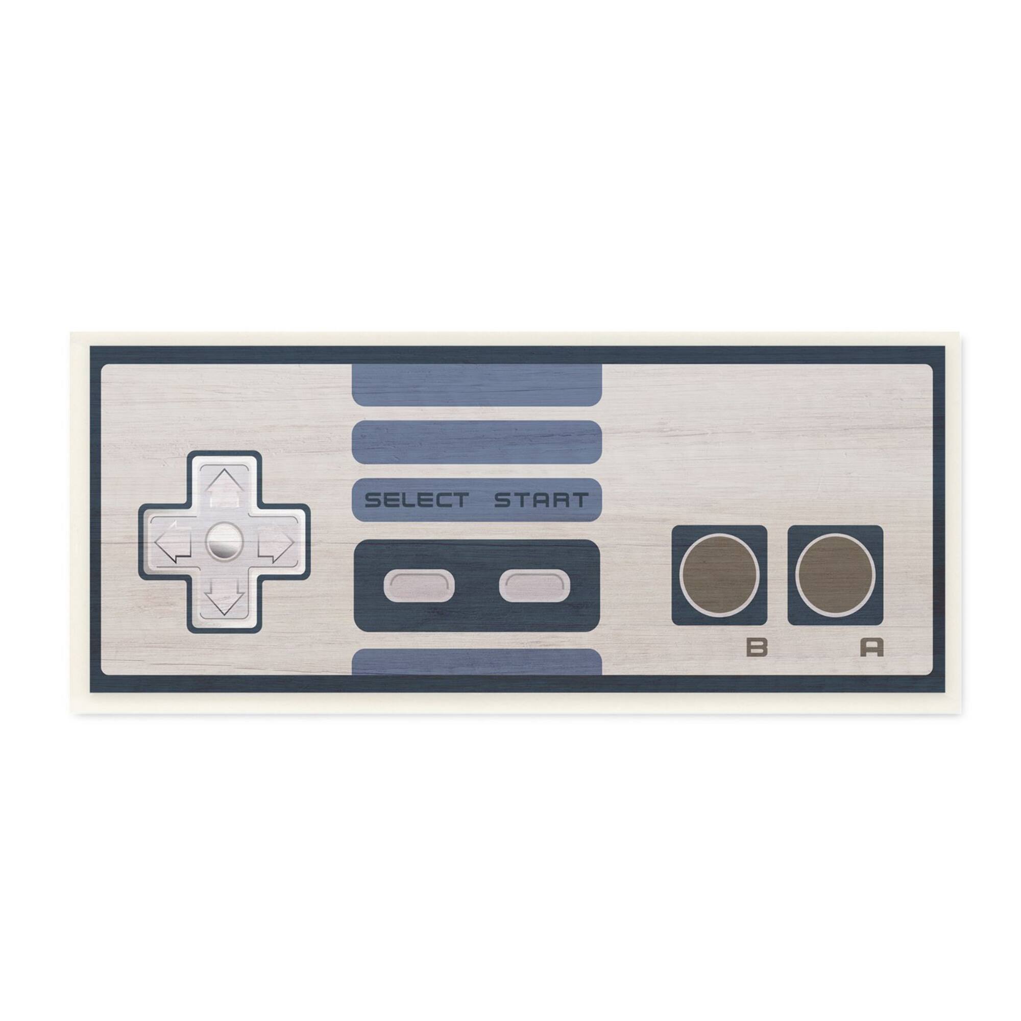 Stupell Industries Vintage Video Game Entertainment System Classic Controller Blue,7" x 17"
